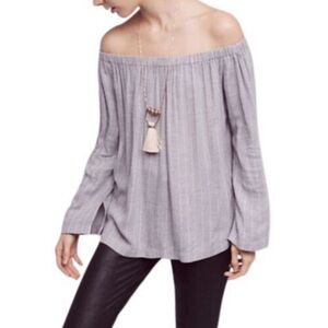 CLOTH & STONE sz Medium Blouse Off the Shoulder Loose Fit Gray Purple